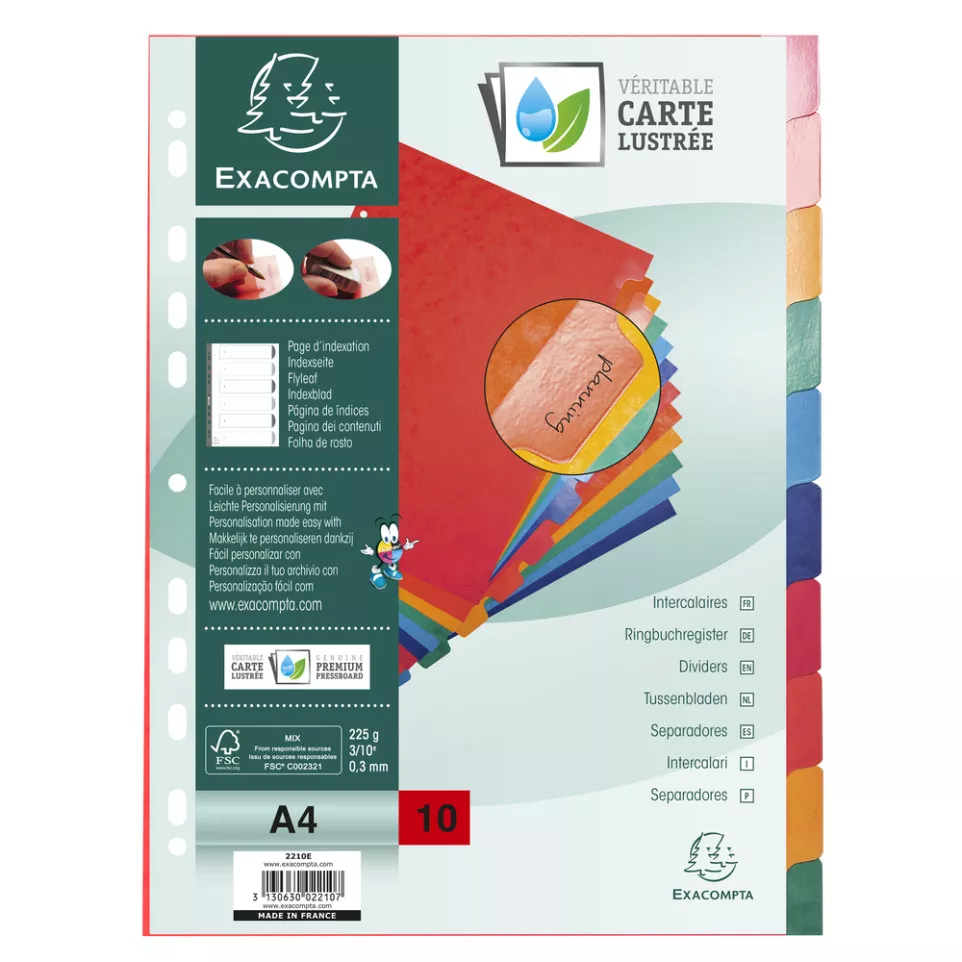 Exacompta - 10 Pre-Punched Dividers -...
