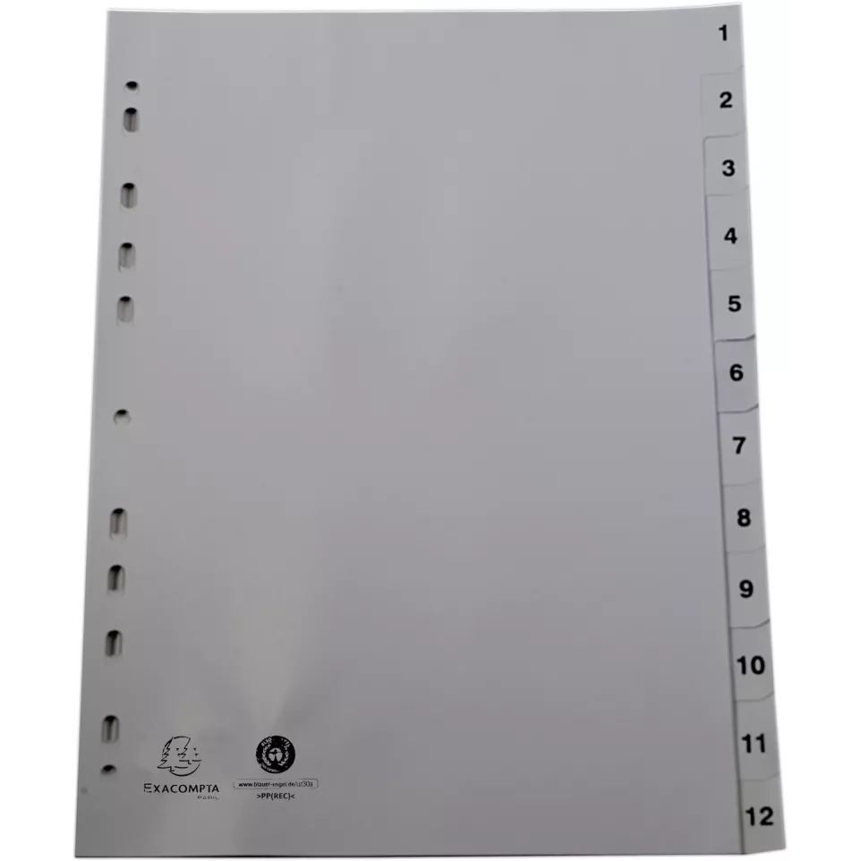 Tab. gerecycled PP A-4 bedrukt 1-12...