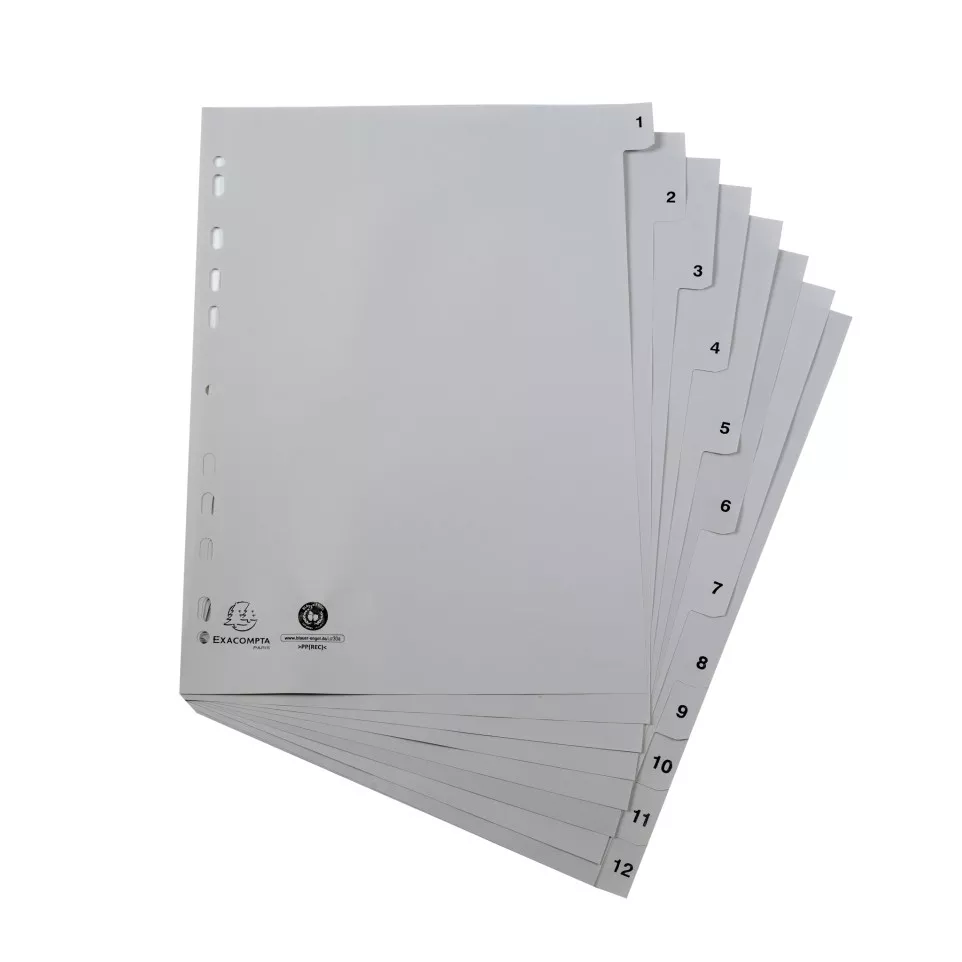 Tab. gerecycled PP A-4 bedrukt 1-12...