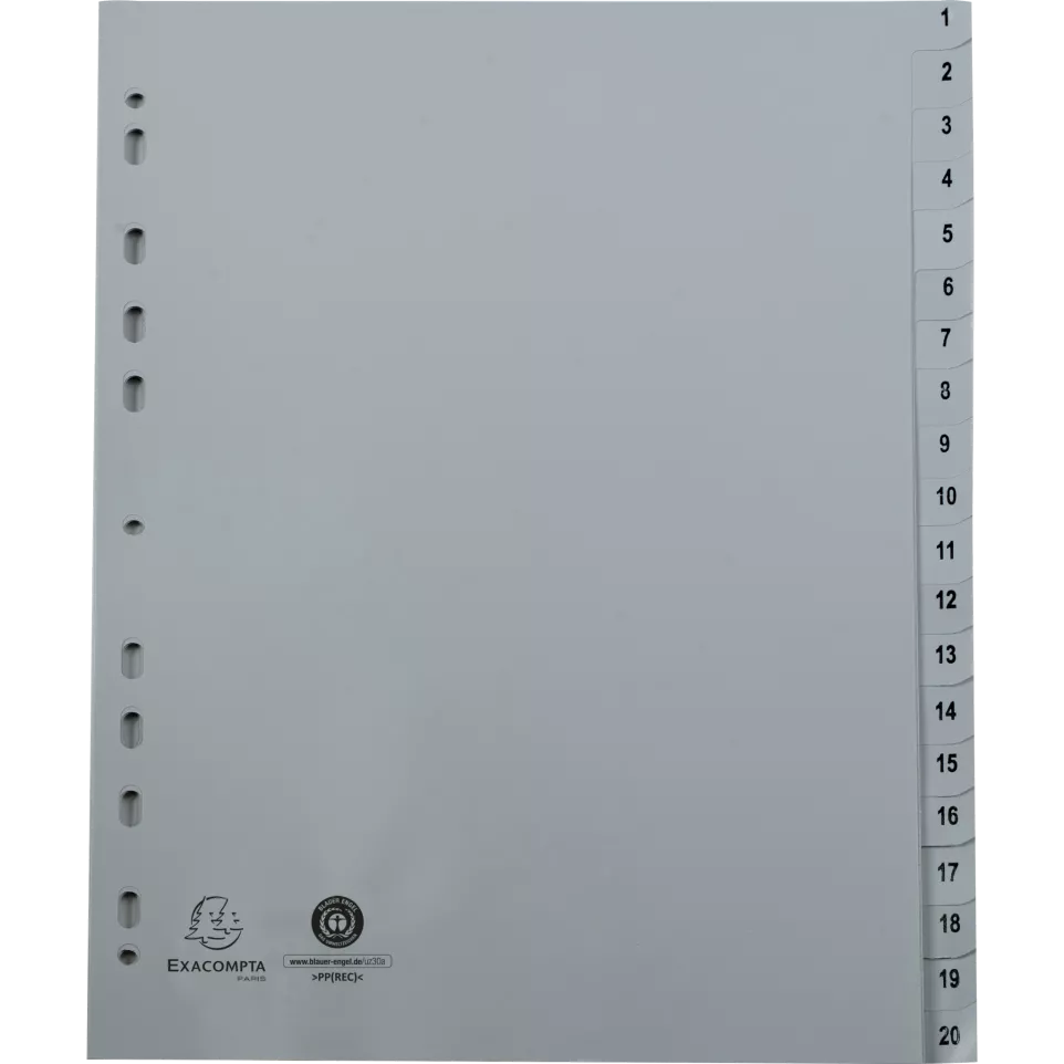 Tab. gerecycled PP A-4 bedrukt 1-20...