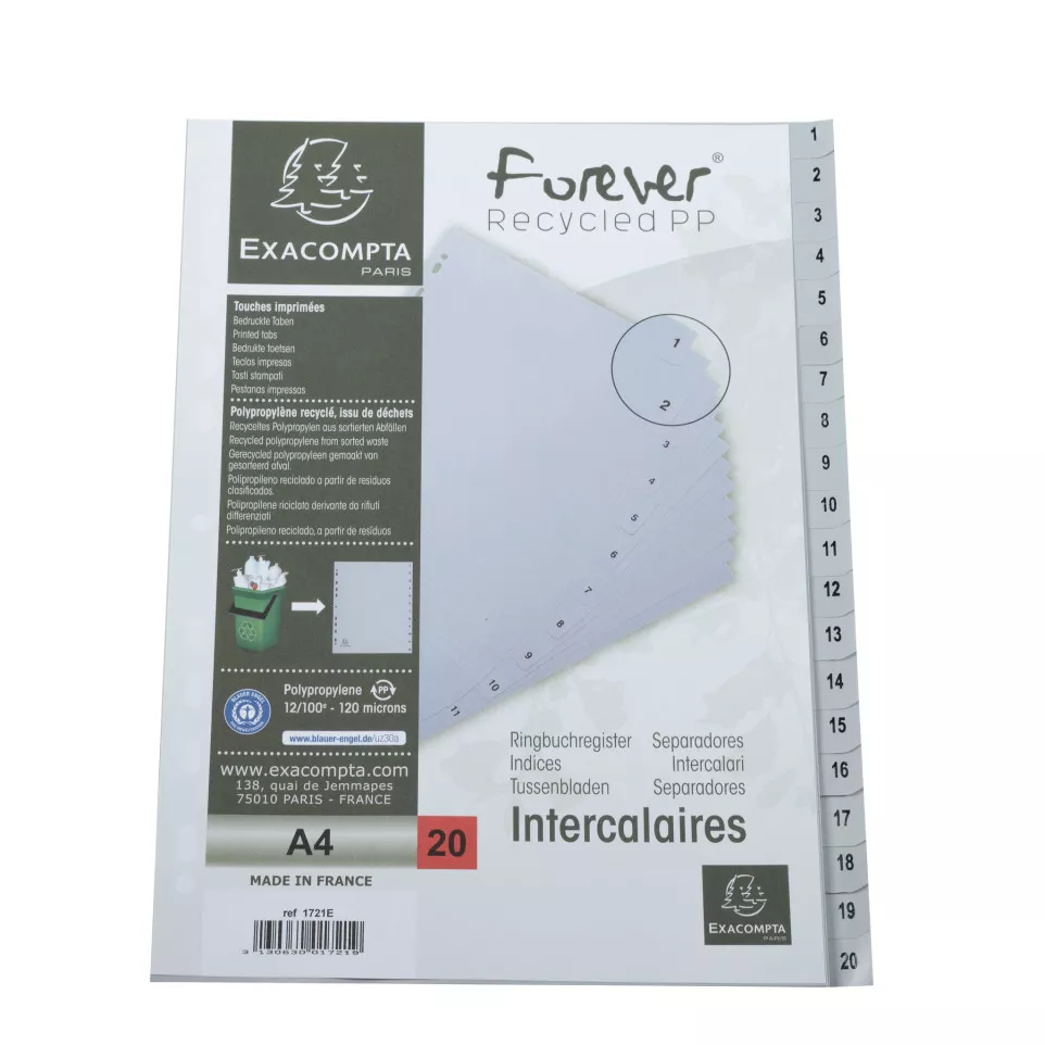 Tab. gerecycled PP A-4 bedrukt 1-20...