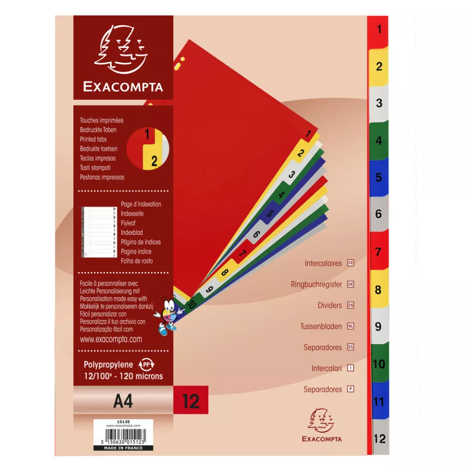 Tabbladen PP A4 bedrukt 1-12-/ St.