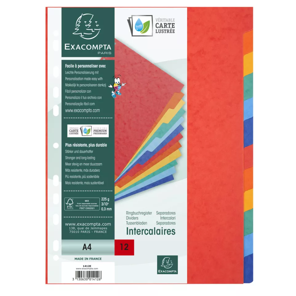 Divider Pressbd Lwght A4 12P/ Pc.