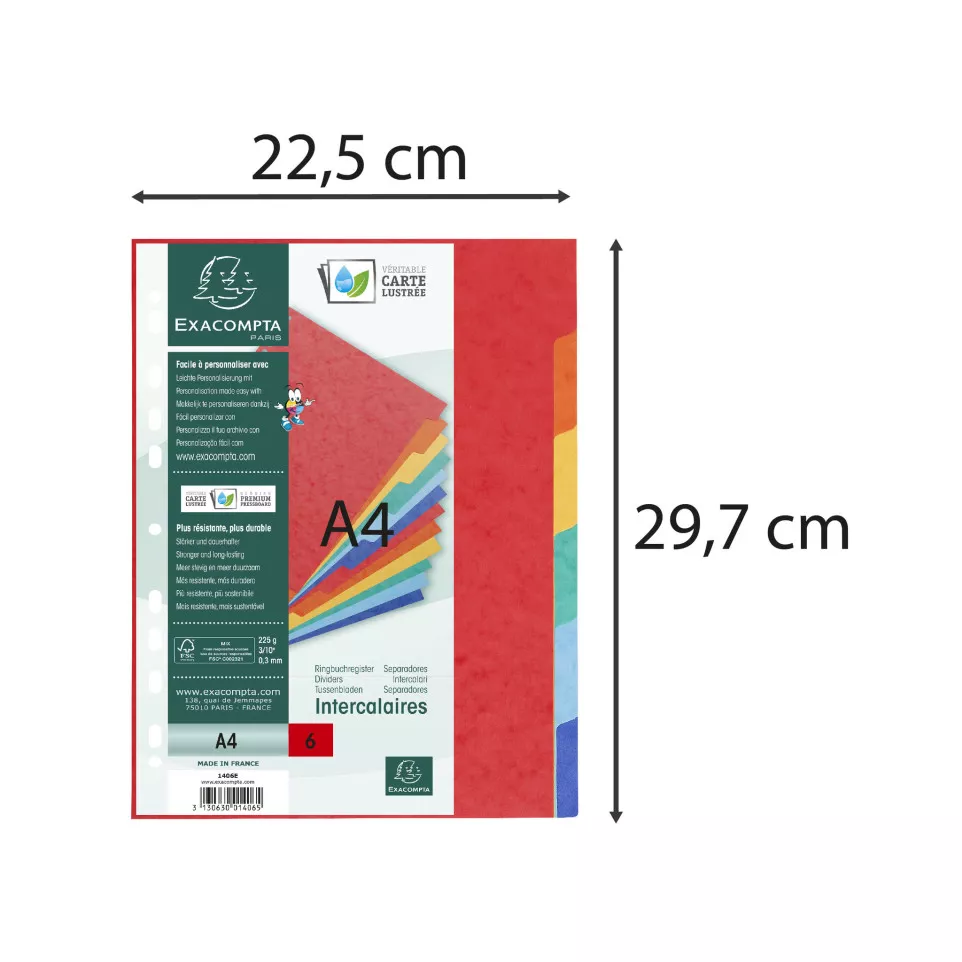 Intercalaires carte lustrée 225g 6...