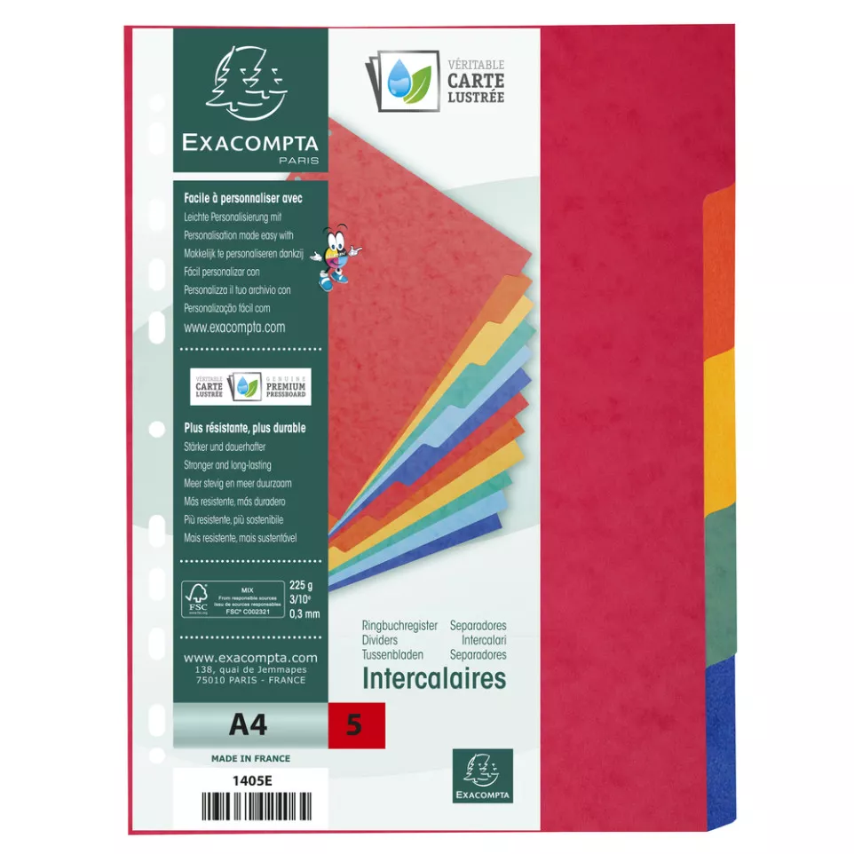Divider Pressbd Lwght A4 5P/ Pc.