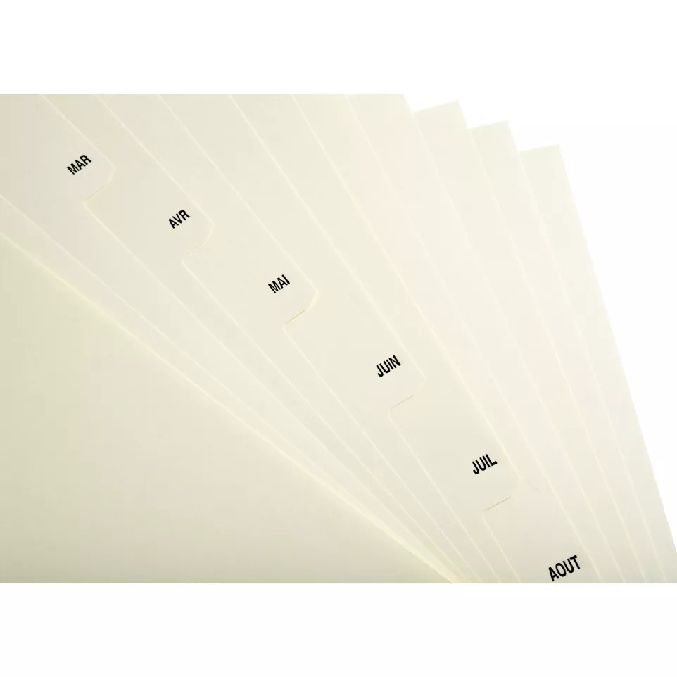 Indices 12 Pt Jan-Dec A4 Card Ivory/ Pc.