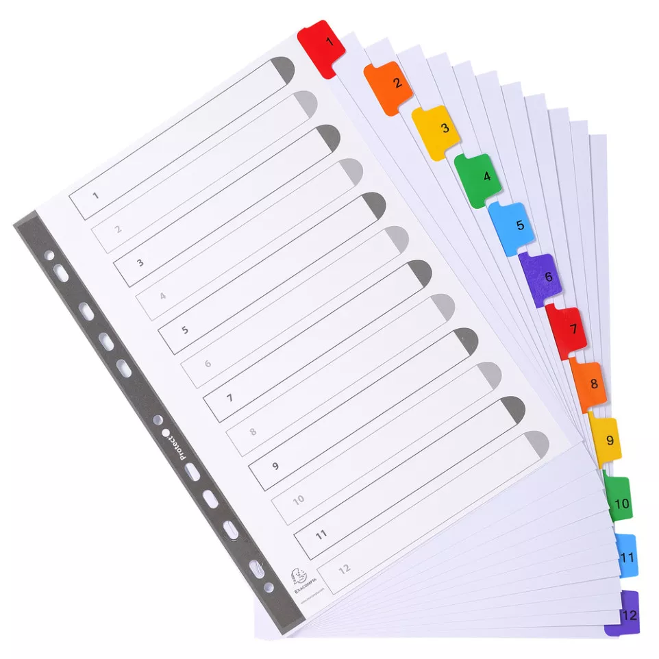 Indices A4 12Pt 1-12 Col Tabs White/ Pc.