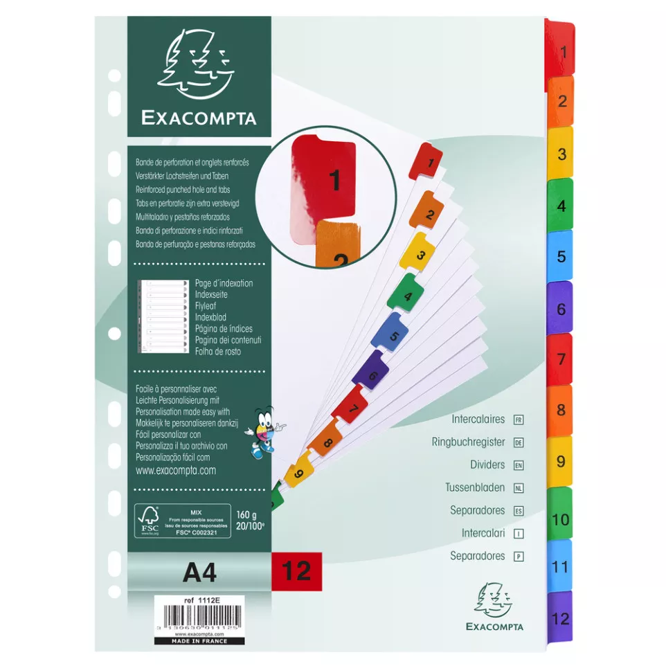 Tabbl.karton 160g A4- index 12 tabs...