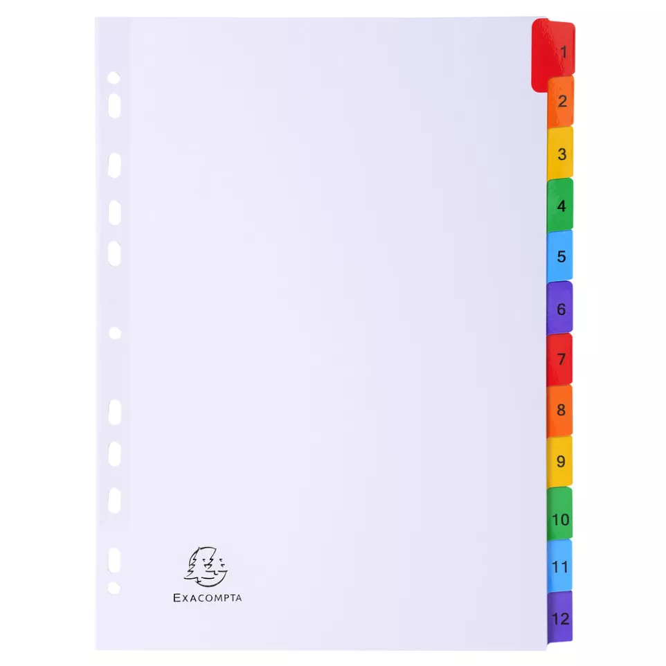 Indices A4 12Pt 1-12 Col Tabs White/ Pc.