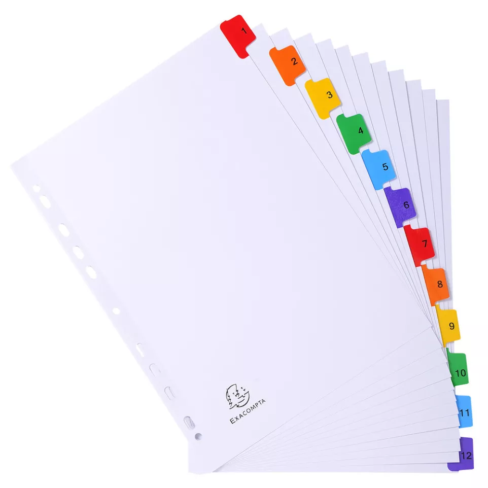 Indices A4 12Pt 1-12 Col Tabs White/ Pc.
