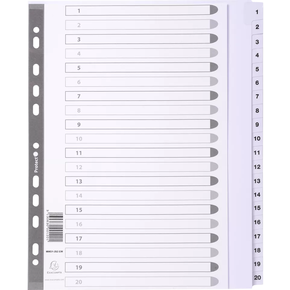 Exacompta Indices A4+ 20Pt 1-20 White...