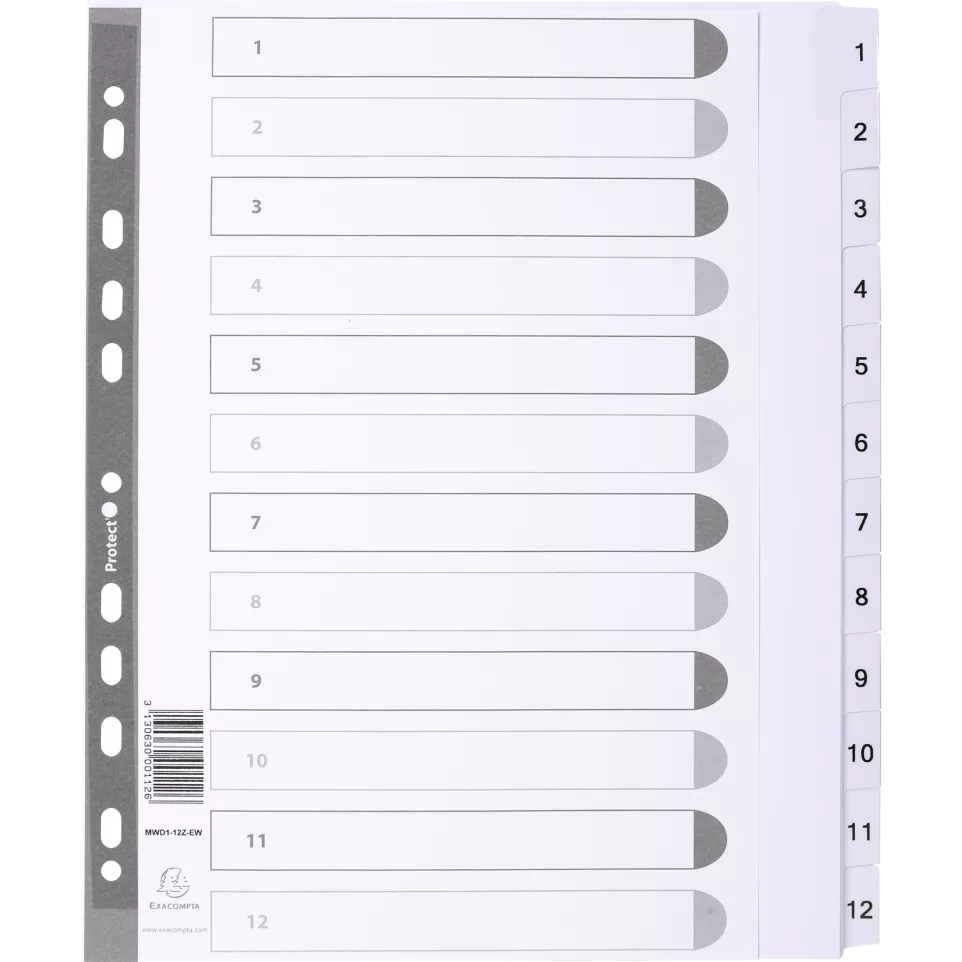 Exacompta Indices A4+ 12Pt 1-12 White...