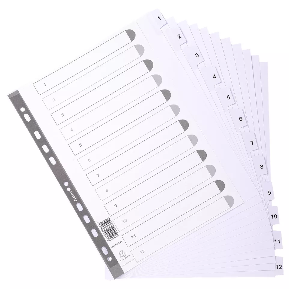 Exacompta Indices A4+ 12Pt 1-12 White...