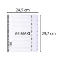 Intercalaires imprimés à touches plastifiées - 10 touches 1 à 10 - A4 maxi/ Pce