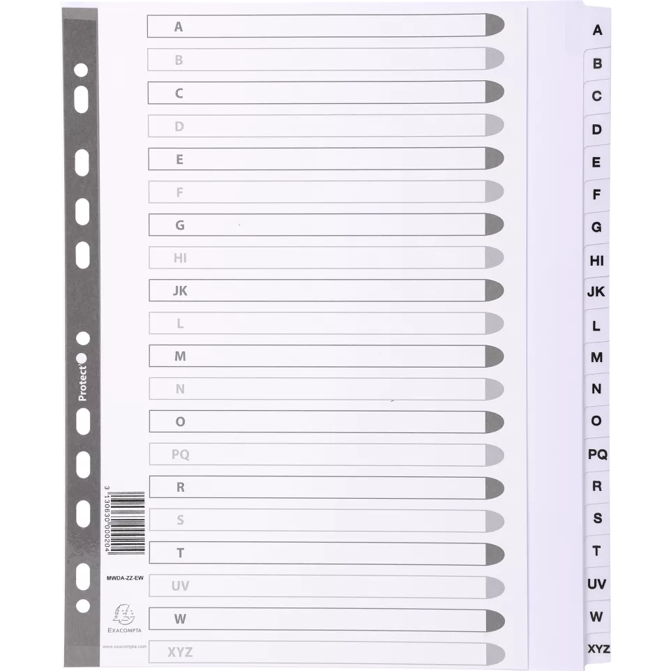Indices A4+ 20Pt A-Z White Tabs...