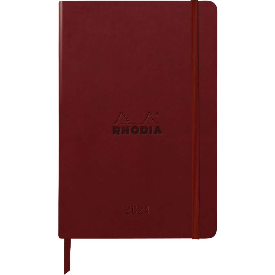 Agenda Rhodia 2026 - Format 10x15 Cm, Couverture Rigide, Grille Verticale, Papier Ivoire 90 G - Couleur Aubergine