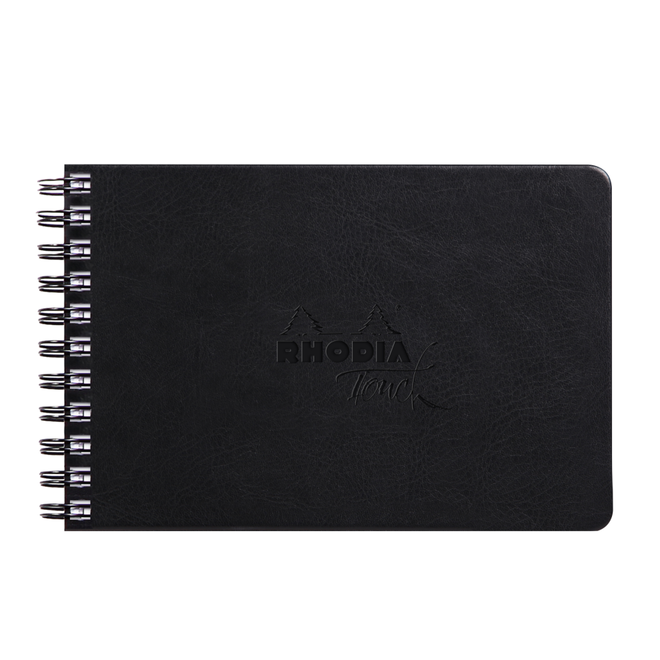 RHODIA TOUCH 116188C - Mixed Media Pad - A4+ Portrait - Papier Multi Techniques Paint'On Extra-blanc 250 G/m² - 20 F Microperforés Détachables - Couverture Enveloppante Carte Maya Noire 270 G/m²