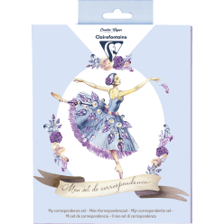 SET DE CORRESPONDANCE KIDS, 8 feuilles A5 + 8 enveloppes C6 + 4 cartes 11x15,5cm + 2 planches de stickers, Ballerine/ Pce