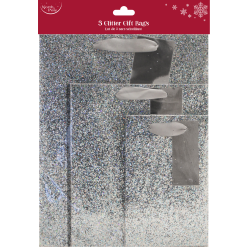 3PK SILVER GLITTER BAGS...