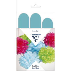 Set 3 pompons in zij-de...