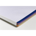 Cahier reliure intégrale A4+ 160 pages détachables perforé 4 trous petits carreaux + marge et cadre en-tête 4 couleurs de bandes