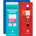 Cahier Travaux Pratiques piqué déficients visuels 17x22cm 64 pages grands carreaux noirs 2,5mm agrandis 10x10 + uni Couleur aléa