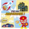 BIRTHDAY INVITATION SET, Super hero-/ Pc.