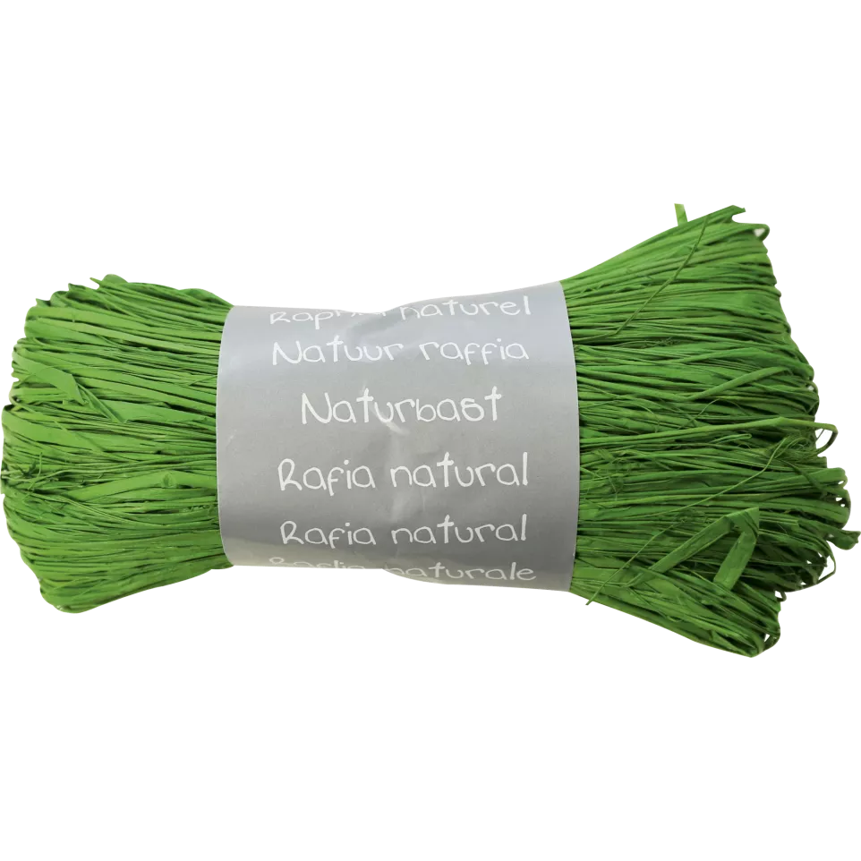 Raffia natuur 50g groen-/ St.