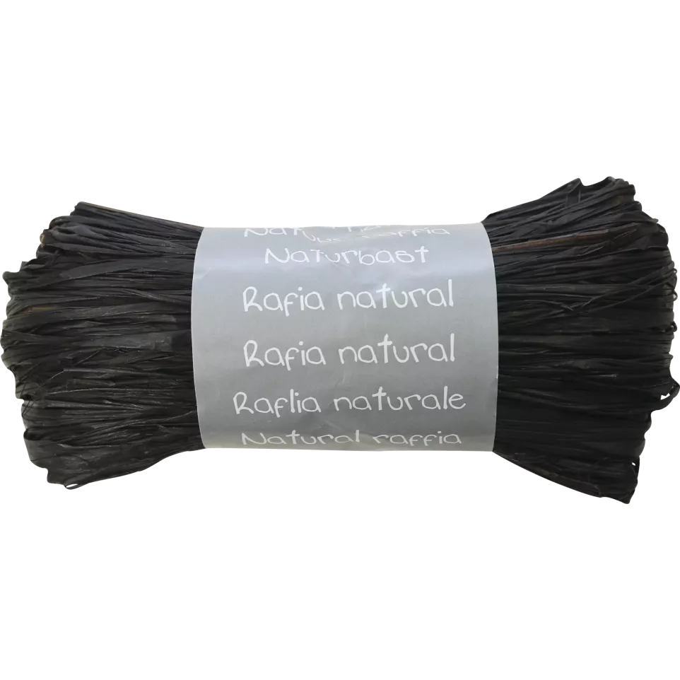 Raffia natuur 50g zwart-/ St.