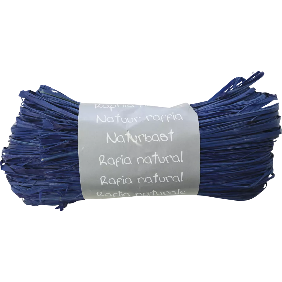 Raffia natuur 50g blauw-/ St.