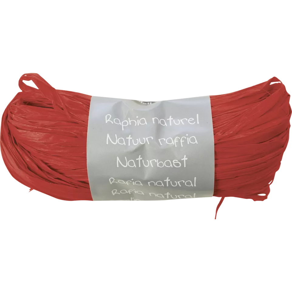 Pelote raphia naturel 50g, Rouge/ Pce