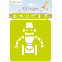 Set de 6 pochoirs enfants, Robots/ Pce