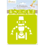 Set de 6 pochoirs enfants, Robots/ Pce