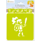 Set de 6 pochoirs enfants, Chevaliers/ Pce