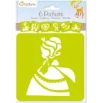 Set of 6 children's stencils, Princesses/ Pc.