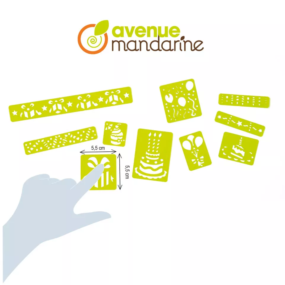 Mini Stencils, Anniversaire-/ Pc.