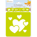 Set of 6 children's stencils, Hearts/ Pc.