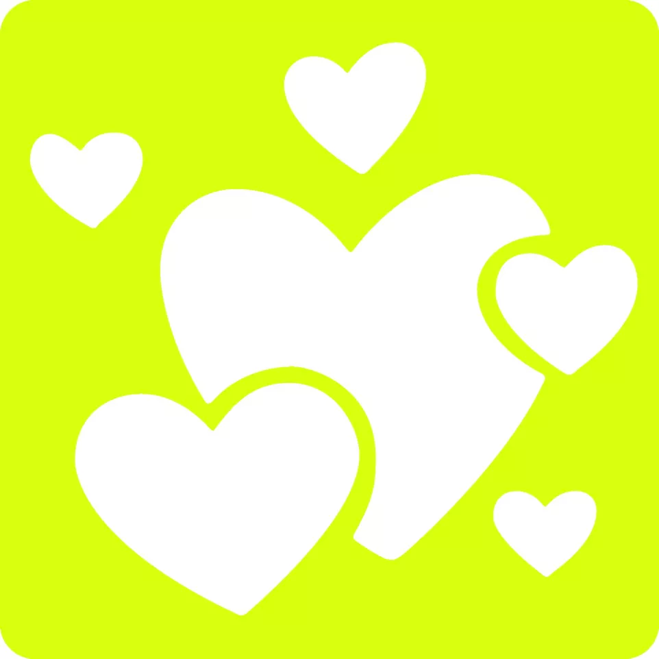 Set of 6 children's stencils, Hearts/...