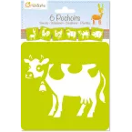 Set of 6 children's stencils, Farm animals/ Pc.
