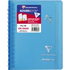 Répertoire reliure intégrale enveloppante Koverbook 9x14cm 100 pages petits carreaux couverture polypropylène transparent/ Pce