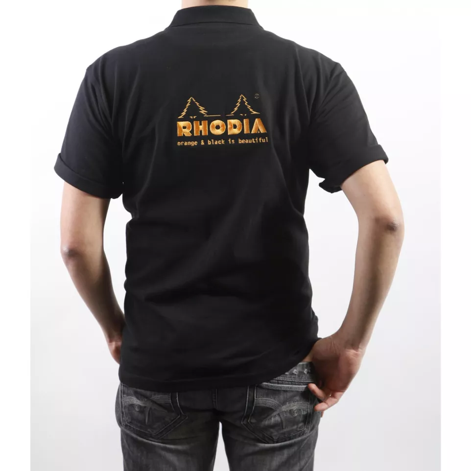 Rhodia polo Black logo Orange man L-/...