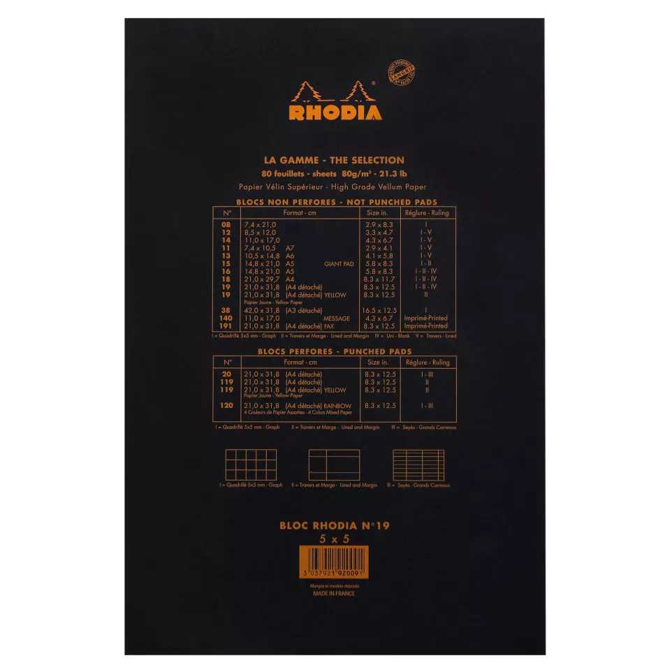 Rhodia blok Black N°-19 80bl 80g...