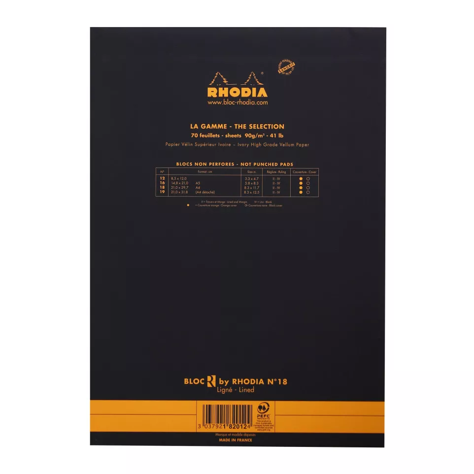Bloc agrafé Rhodia le R N°18 21x29,7...