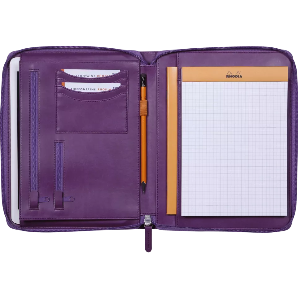 Rhodia small zipped-portfolio EGGPLAN...