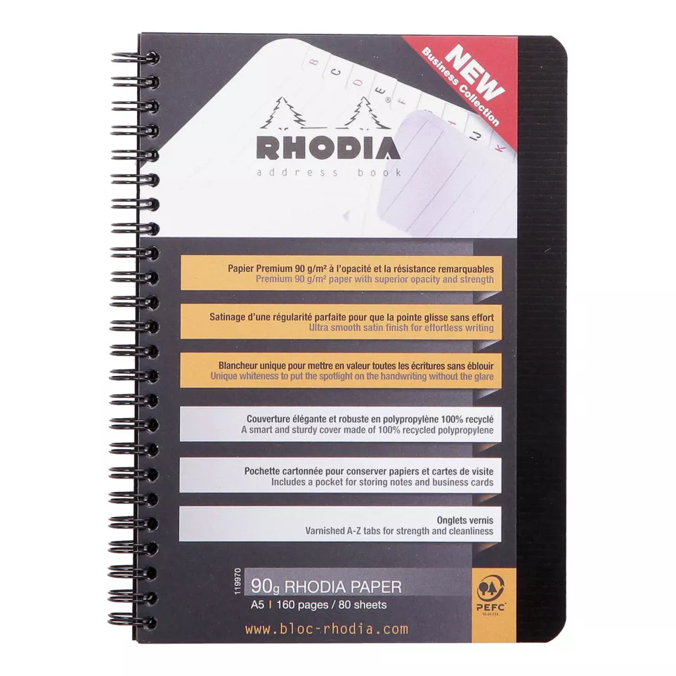 Rhodiactive Adresboek spir. A5 80bl-/...