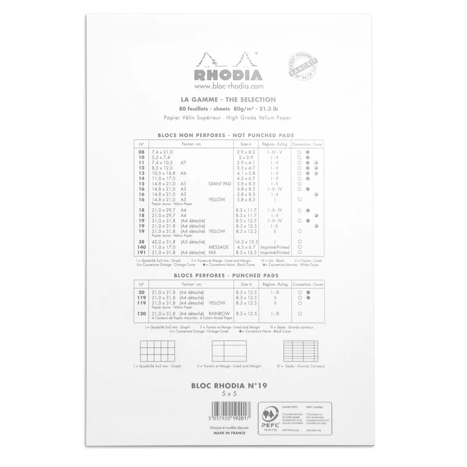Rhodia White Head Stapled Pad No19,...