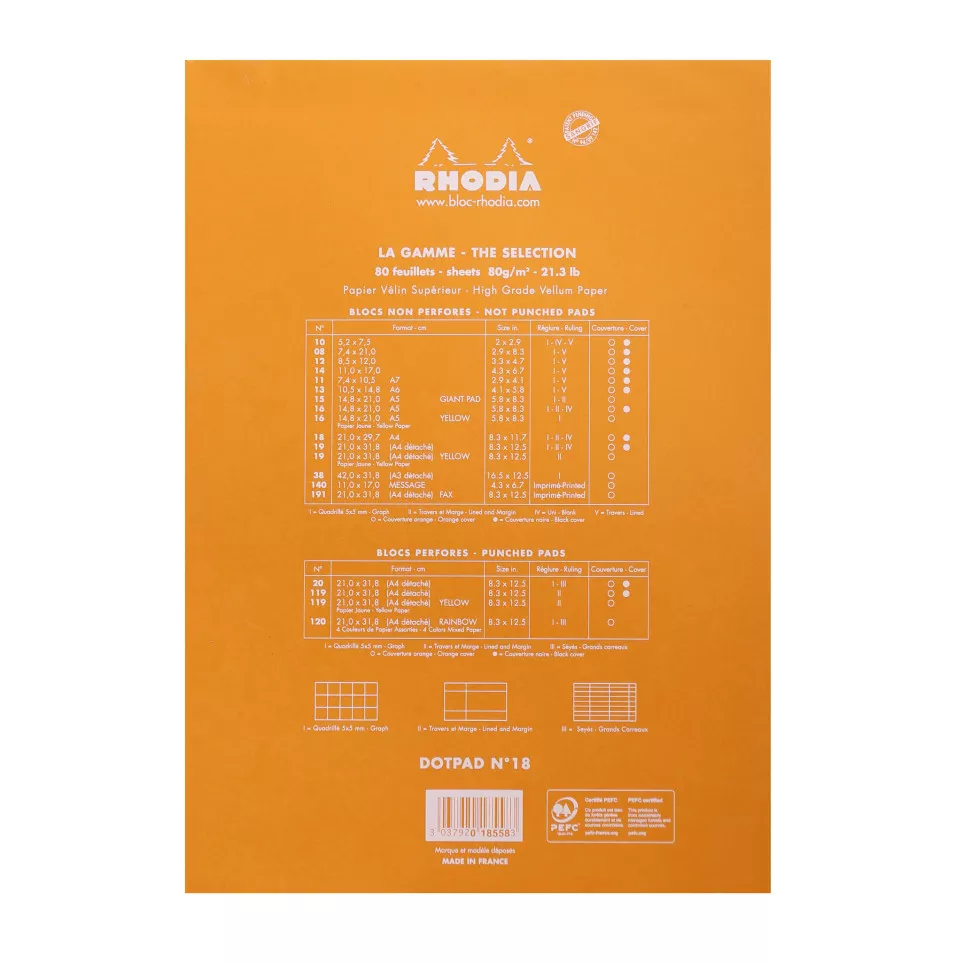 Rhodia Dotpad Orange N°18 80bl 80g-/ St.