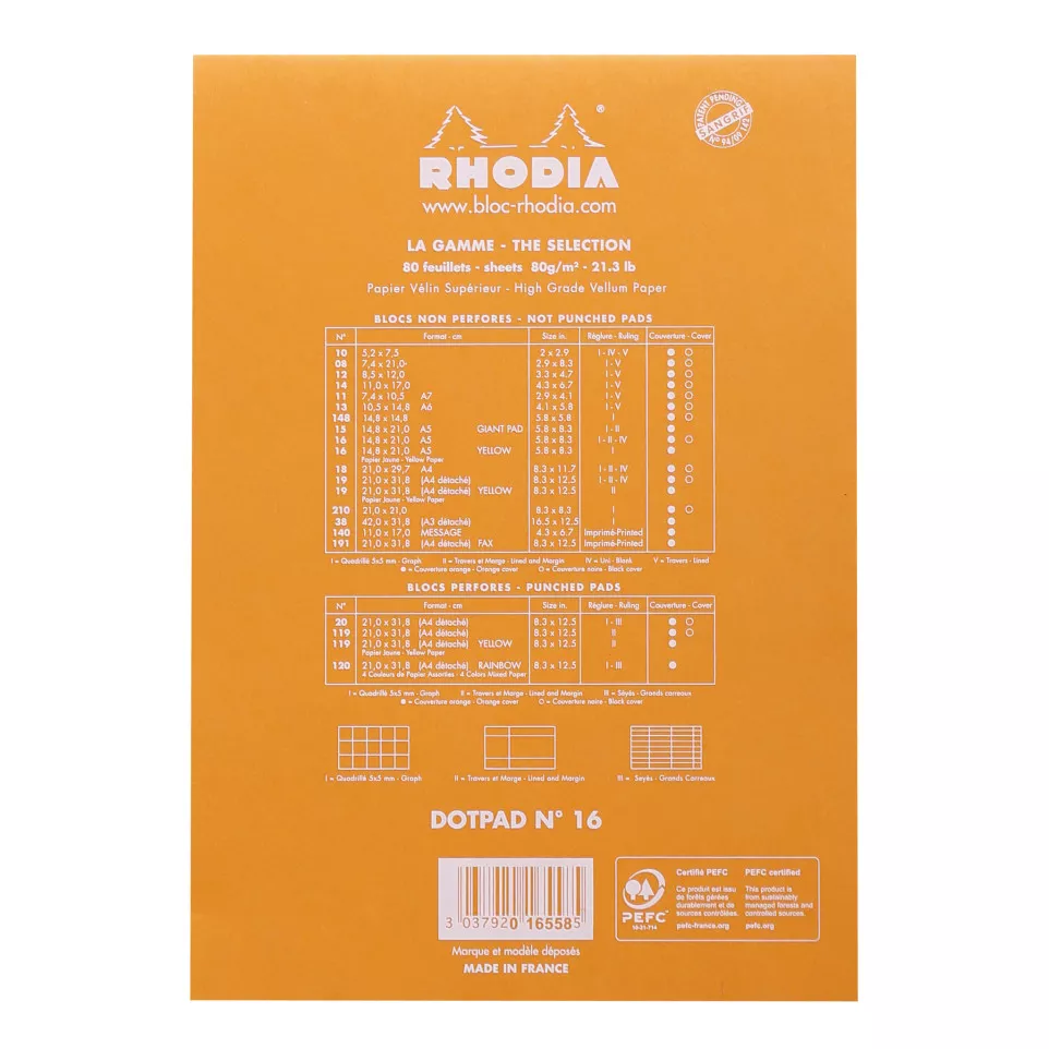 Rhodia Stapled Dot Pad Orange, A5/ Pc.