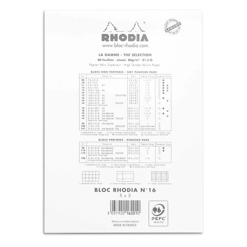Rhodia blok White N°-16 80bl 80g...