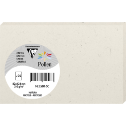 NATURA 100% RECYCLÉ, Paquet de 25 cartes simples Pollen 82x128mm 210g/m2/ Pce